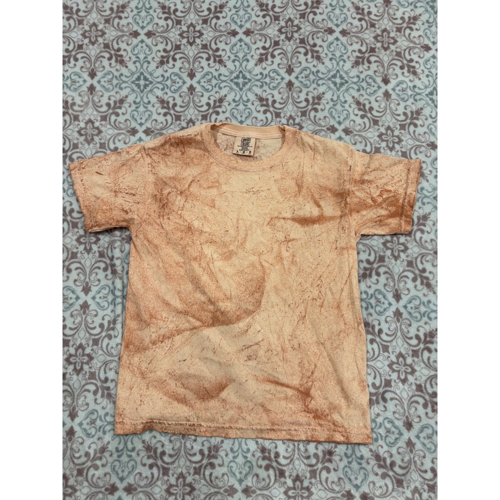 Comfort Colors Youth Large Garment Dye Marbled T-Shirt Rust Orange Heavyweight